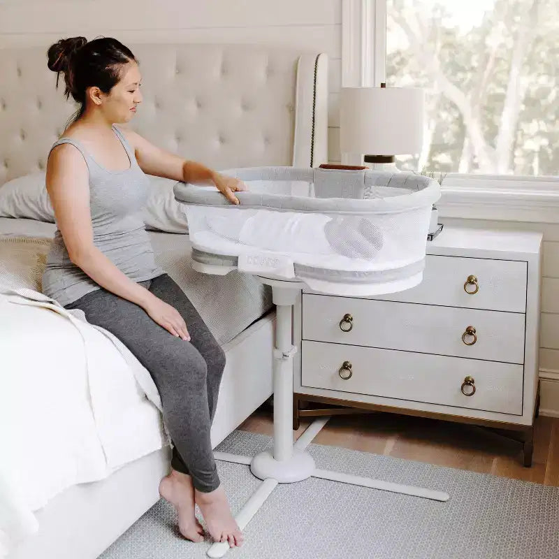 HALO BassiNest Swivel Sleeper Luxe - Dove Gray Tweed: Adjustable Height, Metal Frame, Polyurethane Foam Fill