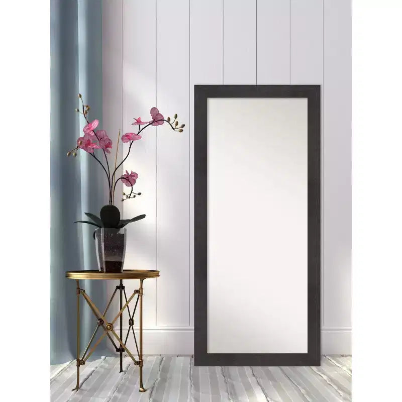 Amanti Art 29" x 65" Rustic Plank Espresso Framed Full Length Floor/Leaner Mirror: Polystyrene Frame, No Assembly Required