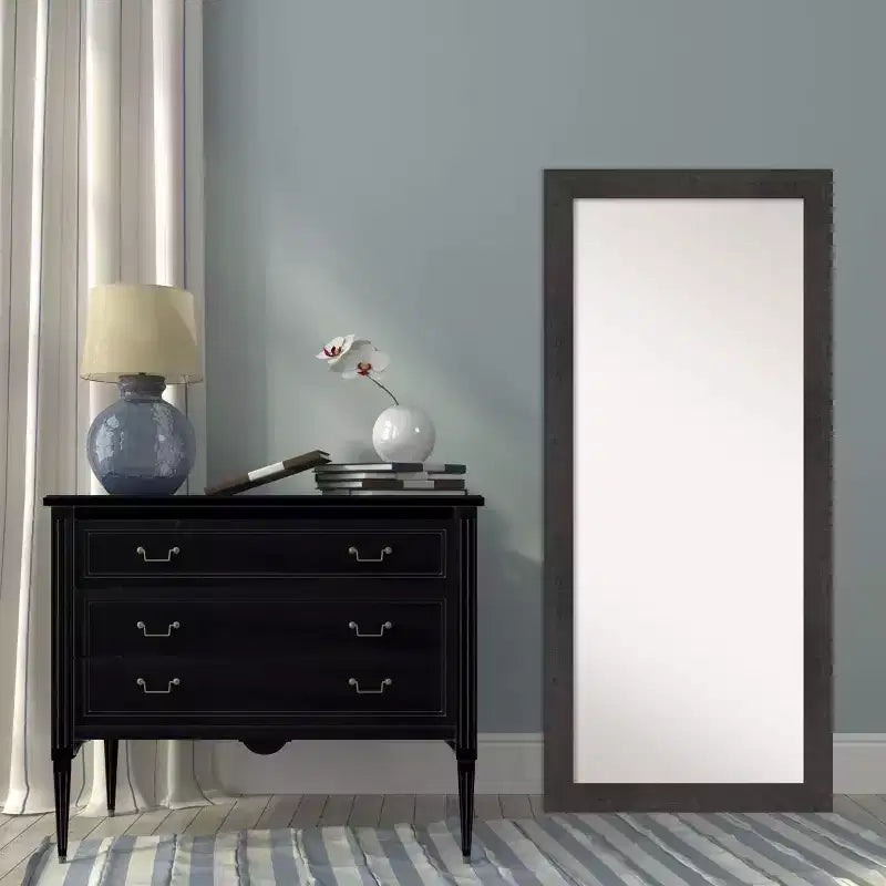 Amanti Art 29" x 65" Rustic Plank Espresso Framed Full Length Floor/Leaner Mirror: Polystyrene Frame, No Assembly Required