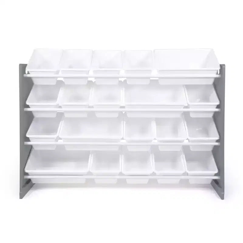XL Kids' Toy Organizer with 20 Bins Inspire Collection Gray/White - Humble Crew: MDF Bin Shelves, Anti-Tip Hardware