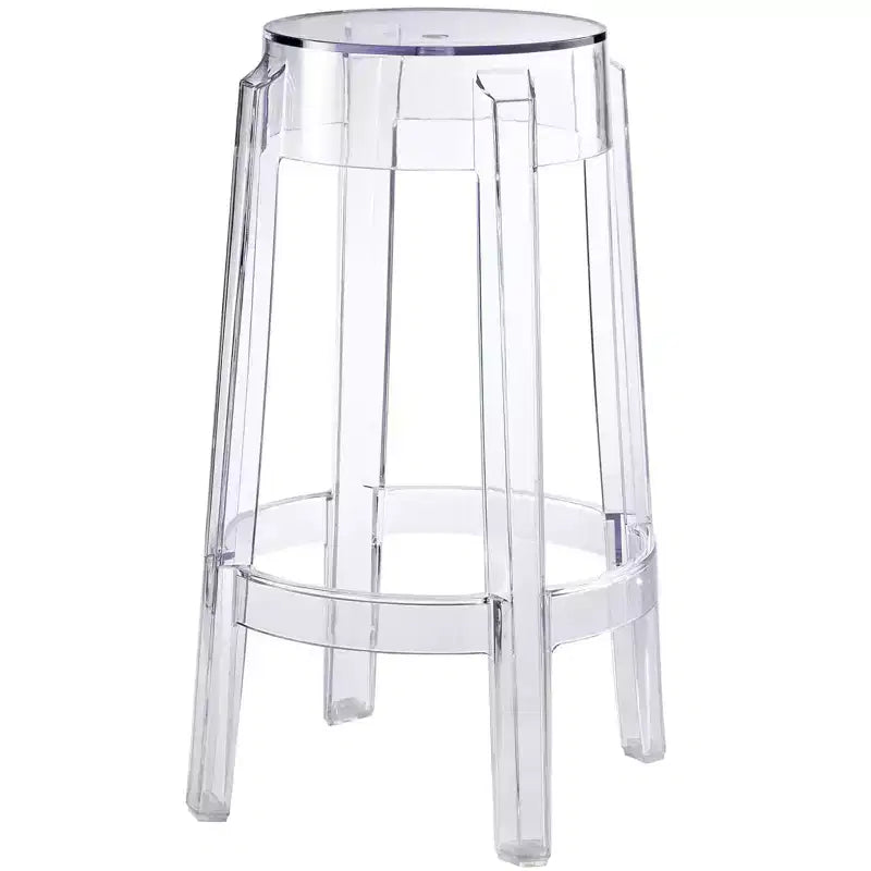 Modway Casper Counter Height Barstool Clear: Polycarbonate, Backless, Spot Clean, Fixed Seat 26.5"