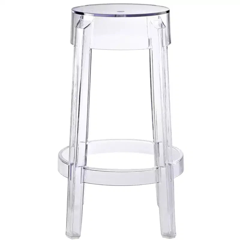 Modway Casper Counter Height Barstool Clear: Polycarbonate, Backless, Spot Clean, Fixed Seat 26.5"