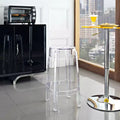 Modway Casper Counter Height Barstool Clear: Polycarbonate, Backless, Spot Clean, Fixed Seat 26.5"