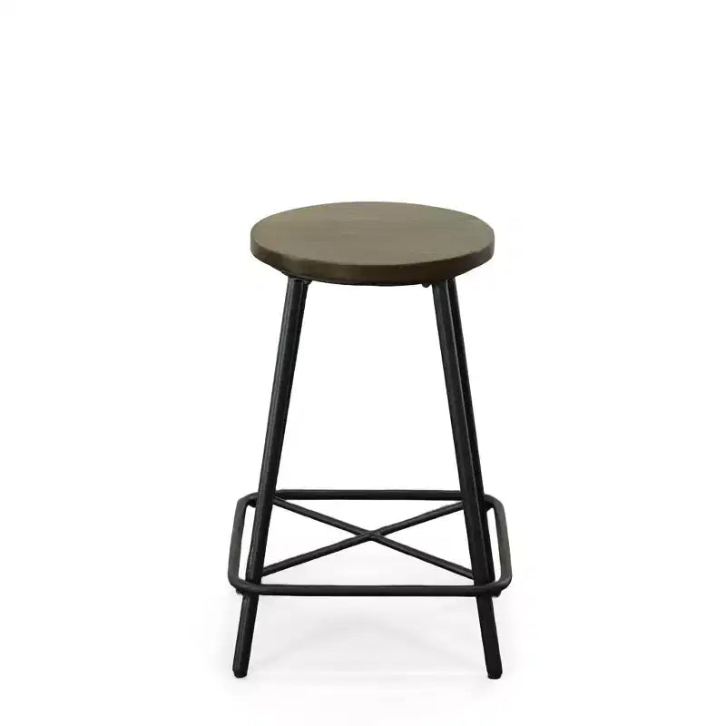 Carolina Living Set of 2 24" Inez Counter Height Barstools Black: Modern Round Metal Frame, MDF Legs, 250lb Capacity