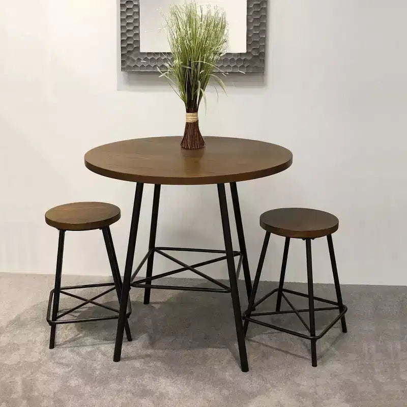 Carolina Living Set of 2 24" Inez Counter Height Barstools Black: Modern Round Metal Frame, MDF Legs, 250lb Capacity