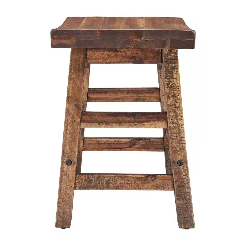 20" Durango Industrial Wood Counter Height Barstool Dark Brown - Alaterre Furniture: Rustic Acacia Frame