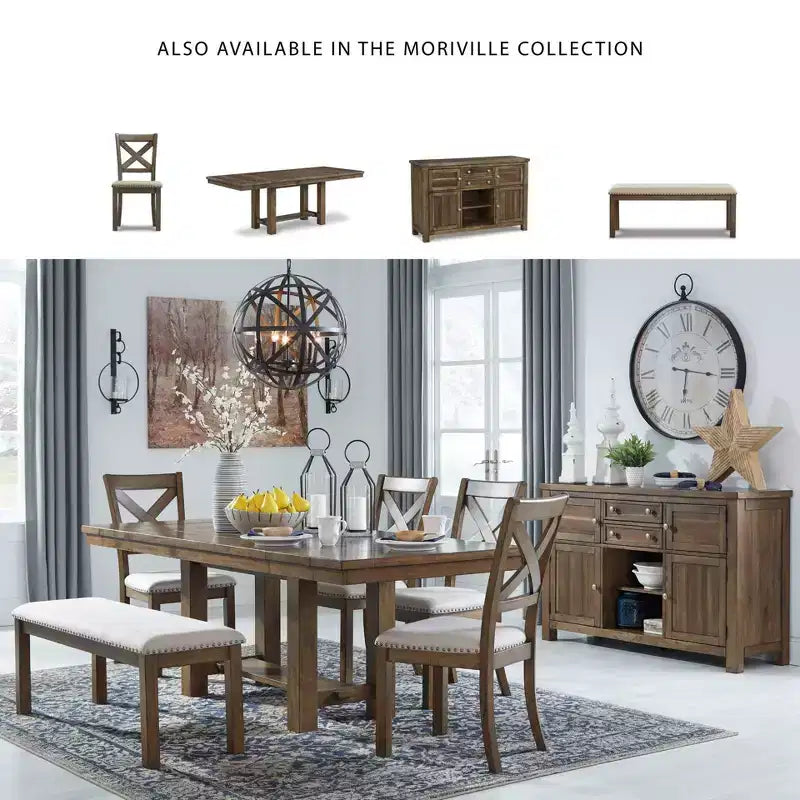 Set of 2 Moriville Dining Upholstered Side Chair Grayish Brown - Signature Design by Ashley: Classic X-Back, Nailhead Trim