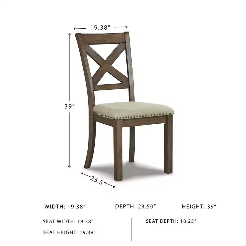 Set of 2 Moriville Dining Upholstered Side Chair Grayish Brown - Signature Design by Ashley: Classic X-Back, Nailhead Trim
