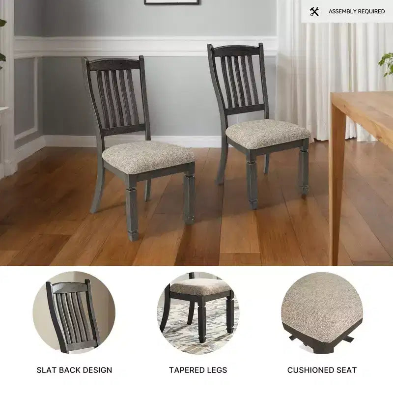 Set of 2 Tyler Creek Dining Upholstered Side Chair Brown/Black - Signature Design by Ashley: Farmhouse Style, Textured Finish