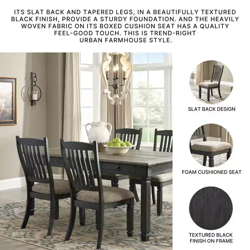 Set of 2 Tyler Creek Dining Upholstered Side Chair Brown/Black - Signature Design by Ashley: Farmhouse Style, Textured Finish