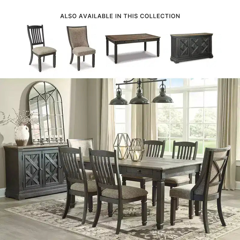 Set of 2 Tyler Creek Dining Upholstered Side Chair Brown/Black - Signature Design by Ashley: Farmhouse Style, Textured Finish