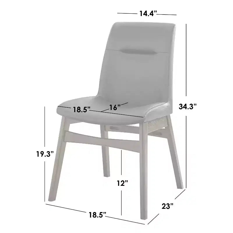Buylateral Set of 2 Vance Mid Century Modern Vegan Leather Dining Chair Black: Mid Century, Vegan Leather, Rubberwood Base, Walnut Finish