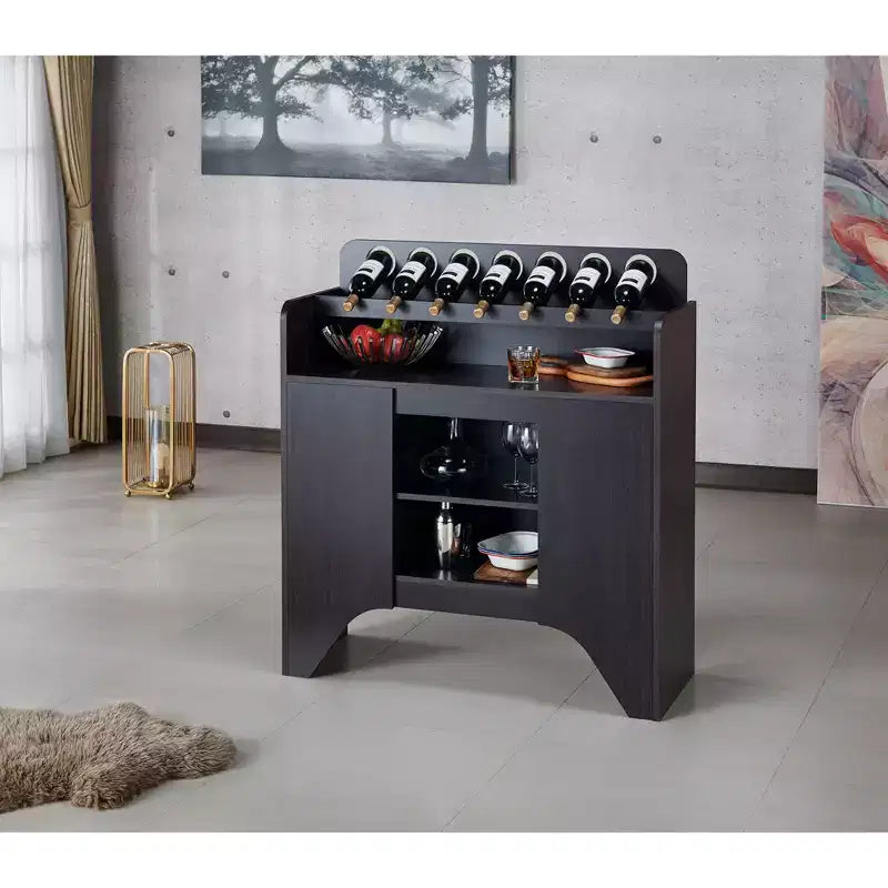 Belfi Wine Cabinet Espresso - HOMES: Inside + Out: Kitchen Buffet, Liquor Storage, 7 Bottle Rack