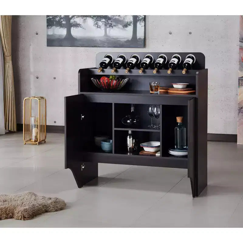 Belfi Wine Cabinet Espresso - HOMES: Inside + Out: Kitchen Buffet, Liquor Storage, 7 Bottle Rack
