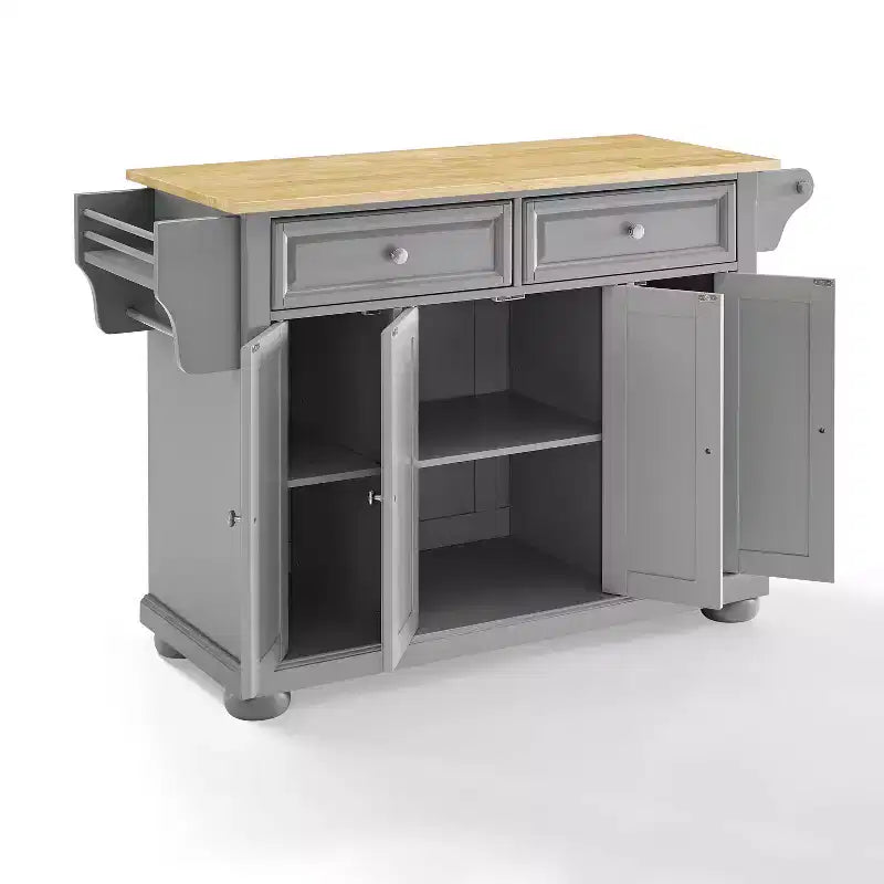 Alexandria Kitchen Island with Wood Top Vintage Gray/Natural - Crosley