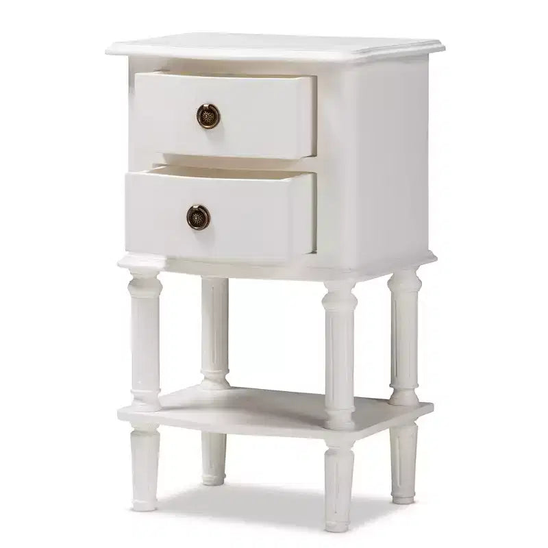Baxton Studio Audrey Finished 2 Drawer Nightstand White: Modern Style, MDF, Includes Anti-Tip Hardware