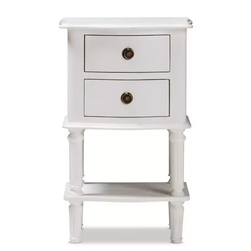 Baxton Studio Audrey Finished 2 Drawer Nightstand White: Modern Style, MDF, Includes Anti-Tip Hardware