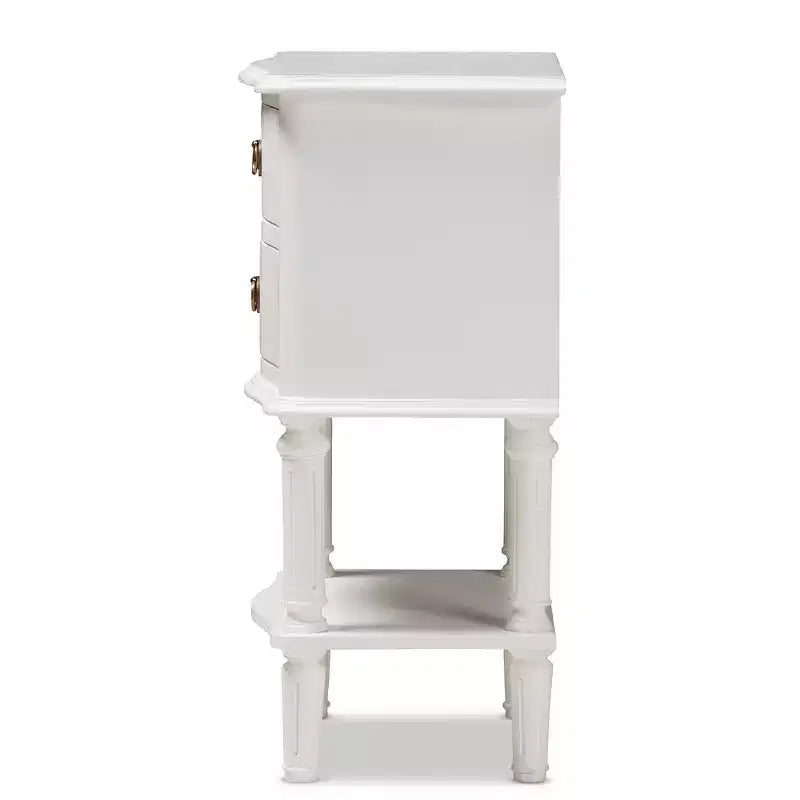 Baxton Studio Audrey Finished 2 Drawer Nightstand White: Modern Style, MDF, Includes Anti-Tip Hardware