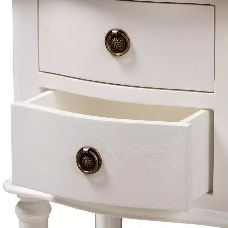 Baxton Studio Audrey Finished 2 Drawer Nightstand White: Modern Style, MDF, Includes Anti-Tip Hardware