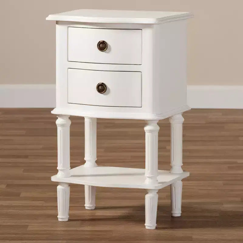Baxton Studio Audrey Finished 2 Drawer Nightstand White: Modern Style, MDF, Includes Anti-Tip Hardware