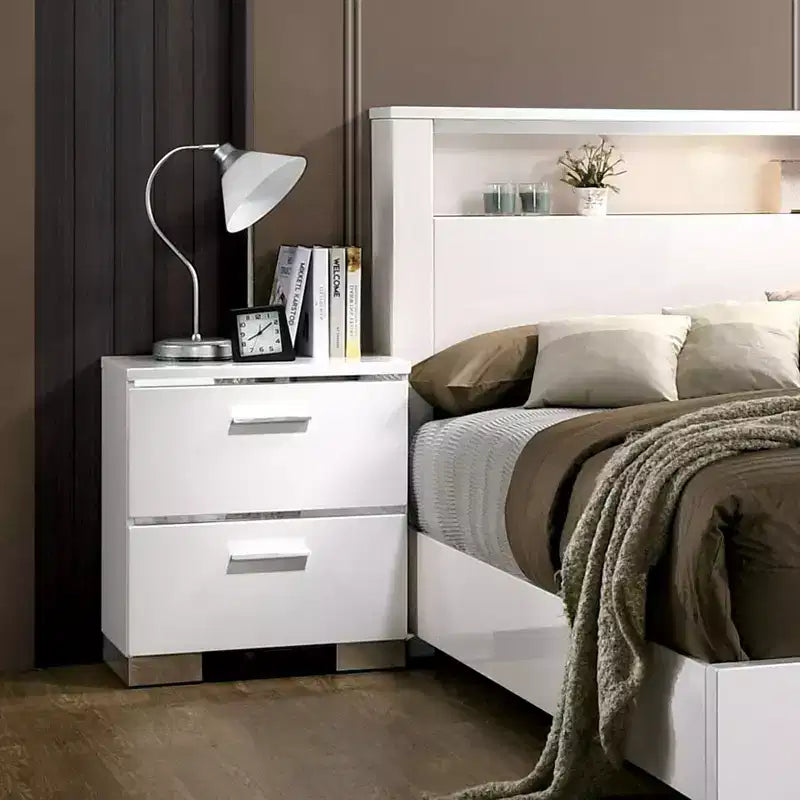 April 2 Drawer Nightstand White with USB Charging Station - HOMES: Inside + Out