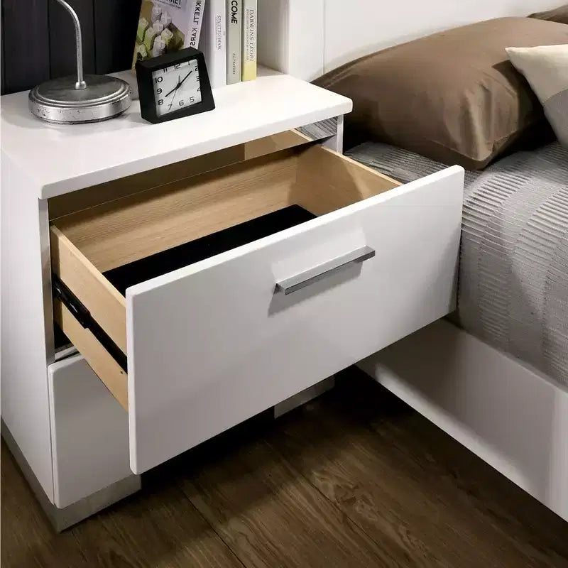 April 2 Drawer Nightstand White with USB Charging Station - HOMES: Inside + Out