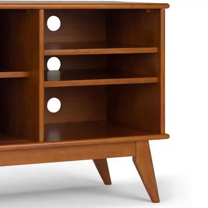 Tierney Solid Hardwood Mid Century Medium TV Stand for TVs up to 66" Dark Brown - WyndenHall: Media Console with Adjustable Shelves