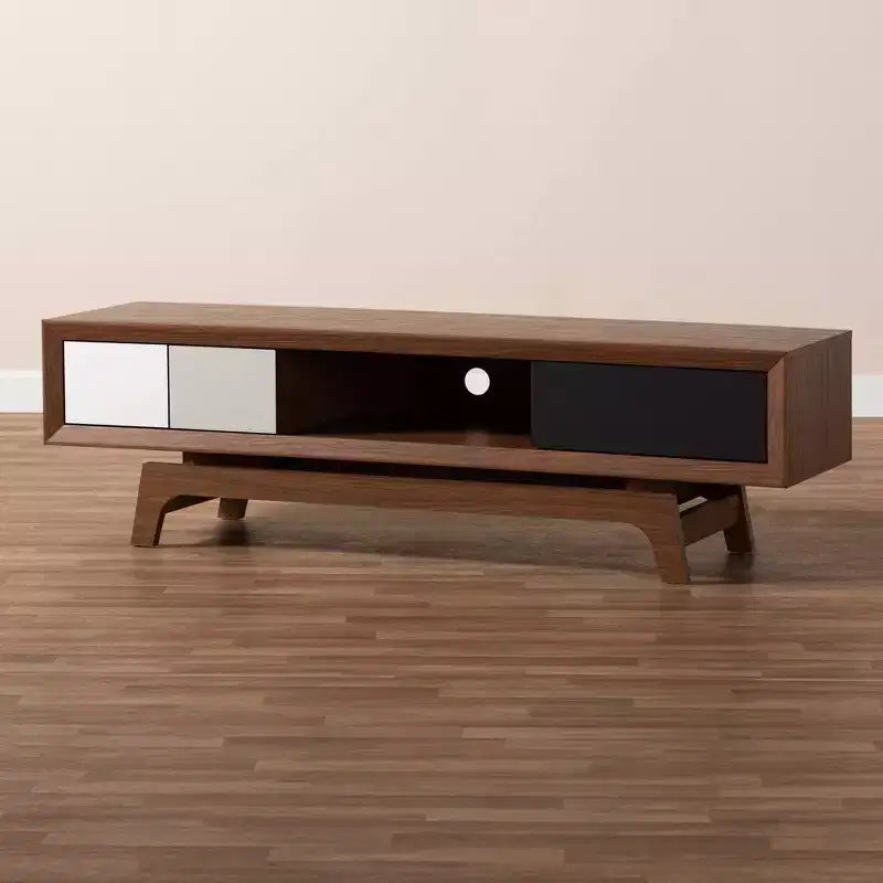 Baxton Studio 3 Drawer Svante Wood TV Stand for TVs up to 60" White: Media Console with Storage, Entertainment Center