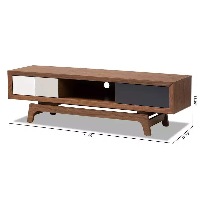 Baxton Studio 3 Drawer Svante Wood TV Stand for TVs up to 60" White: Media Console with Storage, Entertainment Center