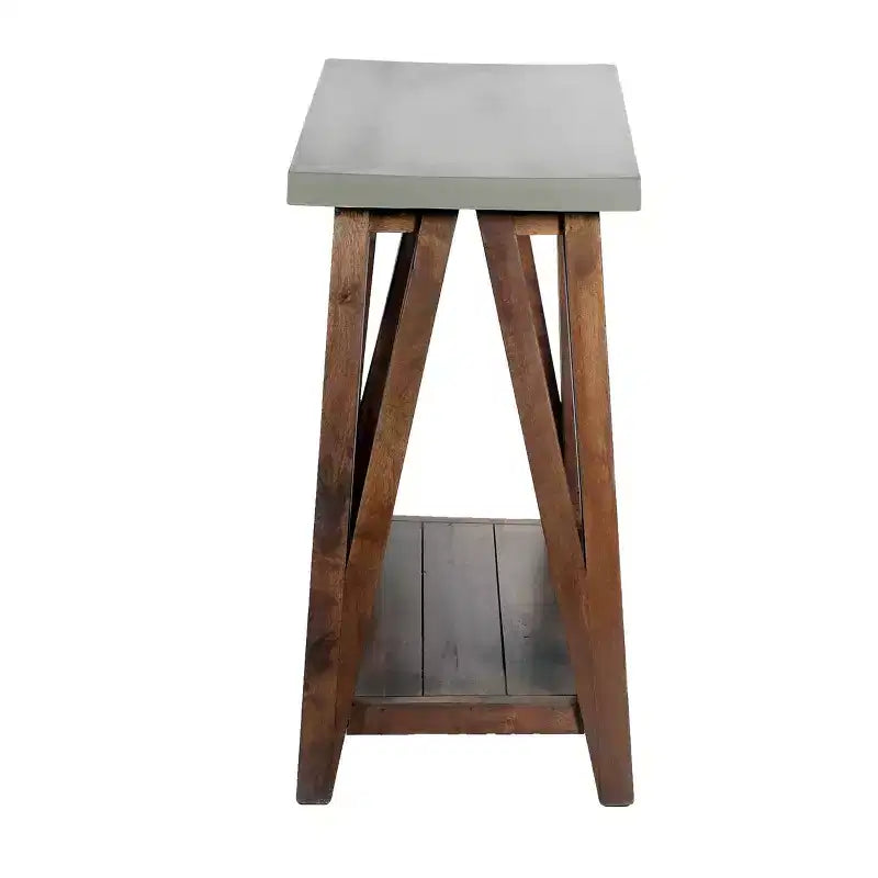 30" Brookside Console Media Table Concrete Coated Top and Wood Light Gray/Brown - Alaterre Furniture
