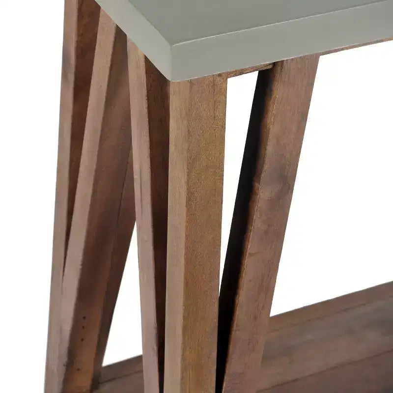 30" Brookside Console Media Table Concrete Coated Top and Wood Light Gray/Brown - Alaterre Furniture