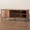 Iver 1 Door Wood TV Stand for TVs up to 50" Rustic Oak/Dark Brown - Baxton Studio: Hairpin Legs, Entertainment Storage