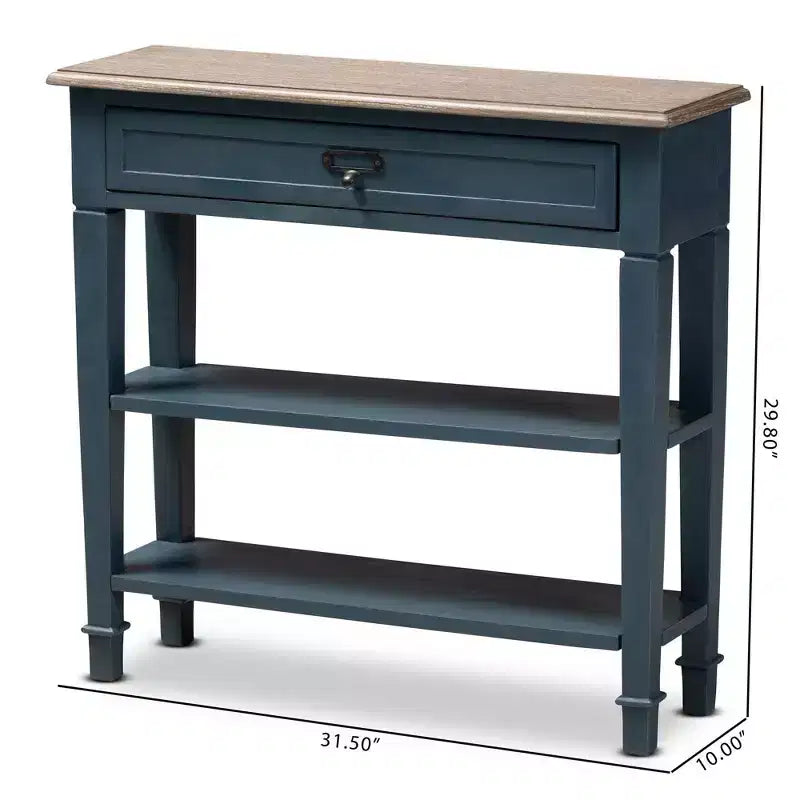Baxton Studio Dauphine Spruce Finished Wood Accent Console Table Blue: Modern Entryway Furniture, Narrow Design