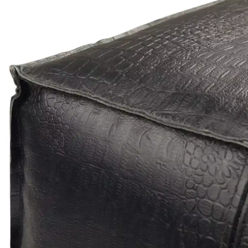 WyndenHall Dennie Square Pouf Black : Mid-Century Modern Leather Upholstered, No Assembly, 250lbs Capacity