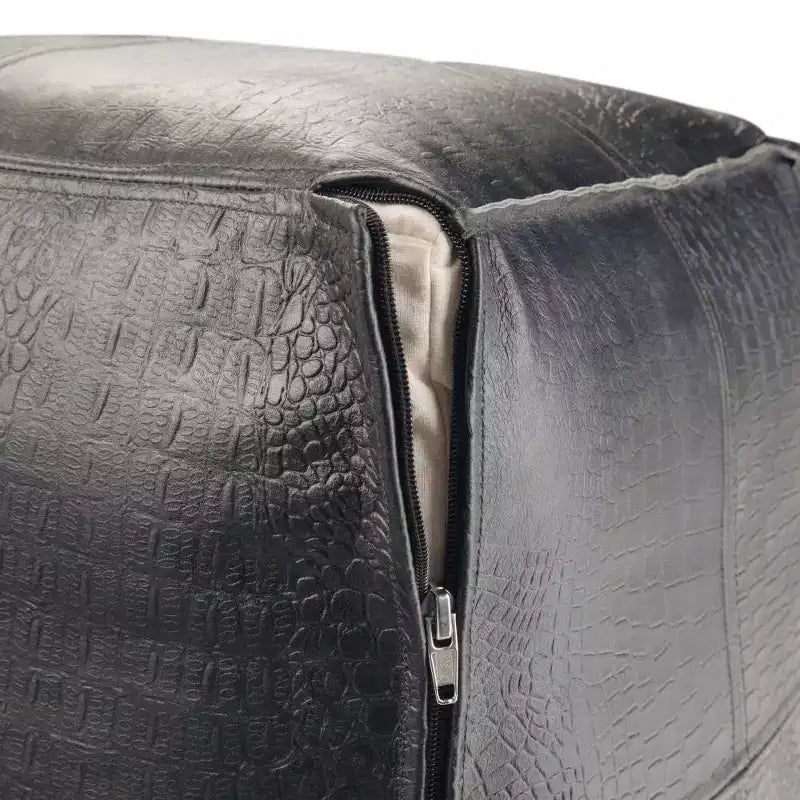 WyndenHall Dennie Square Pouf Black : Mid-Century Modern Leather Upholstered, No Assembly, 250lbs Capacity