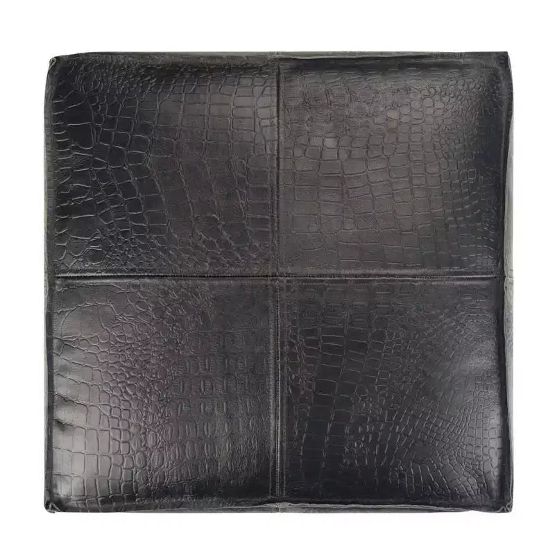 WyndenHall Dennie Square Pouf Black : Mid-Century Modern Leather Upholstered, No Assembly, 250lbs Capacity