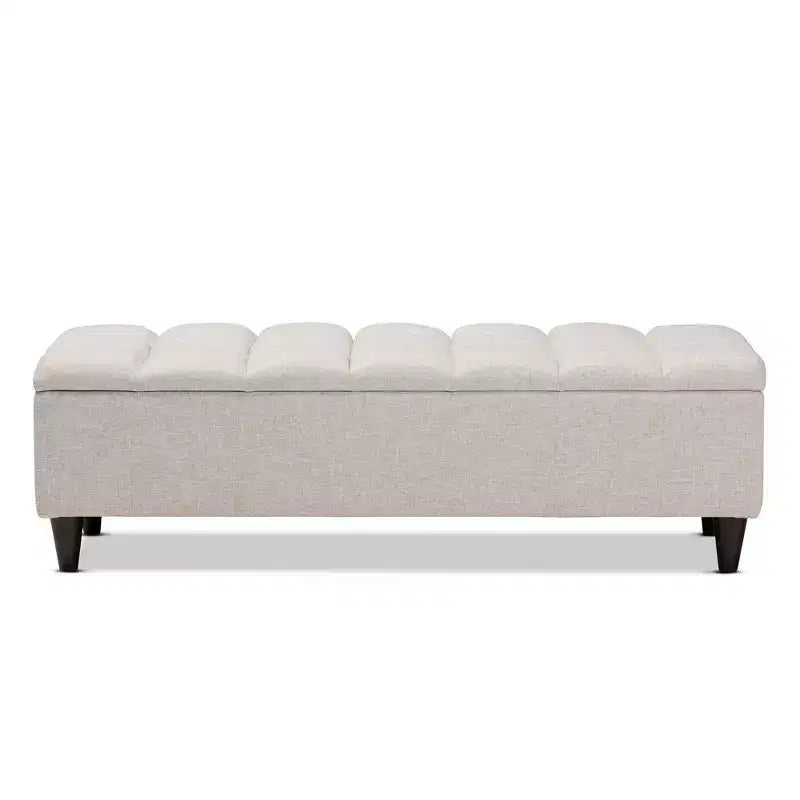 Brette Fabric Upholstered Finished Wood Storage Bench Ottoman Cream - Baxton Studio: Mid-Century Modern, Tufted, Lift-Top