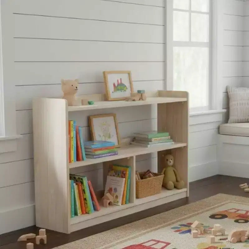 International Concepts 30" Abby Divided Bookshelf Unfinished : Farmhouse Style, 4-Tier, Hardwood, Metal Hardware