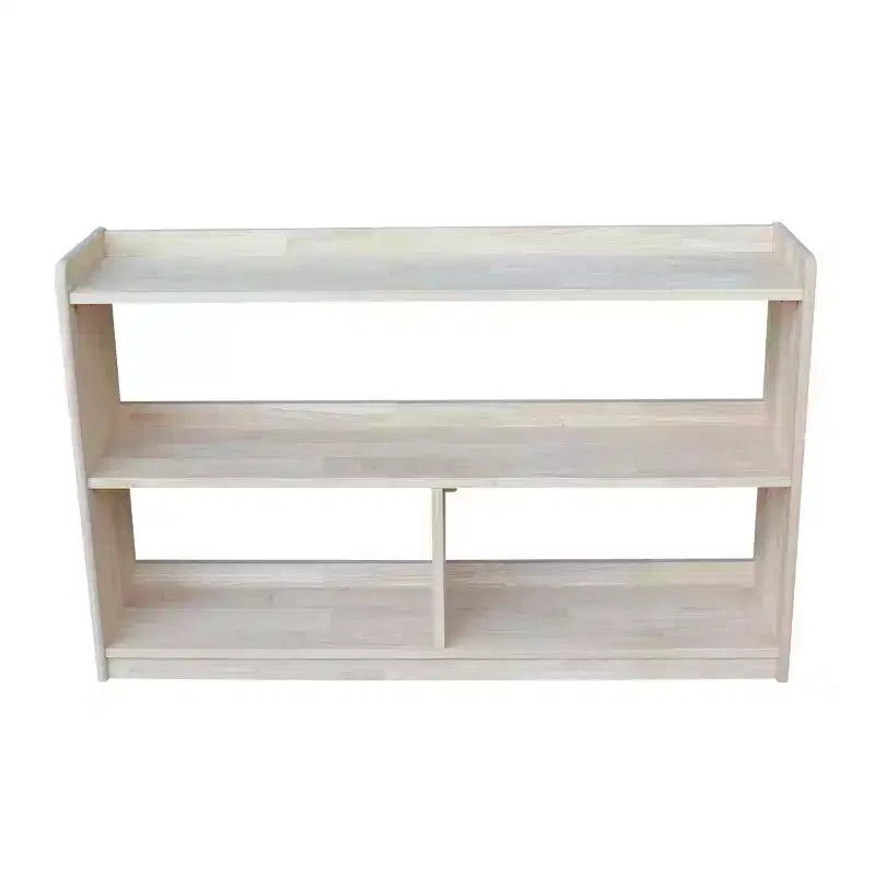 International Concepts 30" Abby Divided Bookshelf Unfinished : Farmhouse Style, 4-Tier, Hardwood, Metal Hardware