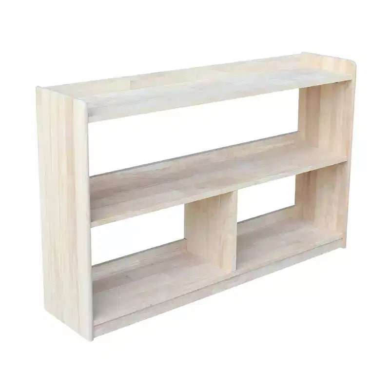 International Concepts 30" Abby Divided Bookshelf Unfinished : Farmhouse Style, 4-Tier, Hardwood, Metal Hardware