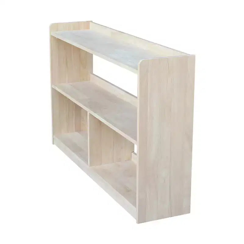 International Concepts 30" Abby Divided Bookshelf Unfinished : Farmhouse Style, 4-Tier, Hardwood, Metal Hardware