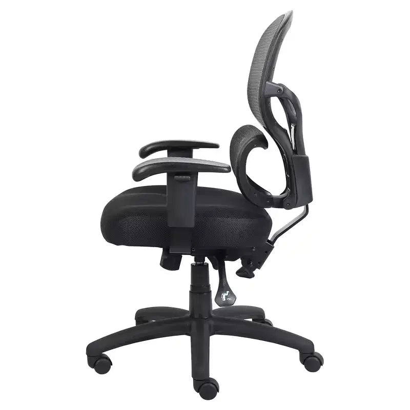 Boss Office Products Multi-Function Mesh Task Chair Black: Ergonomic, Lumbar Support, Swivel, Adjustable Arms
