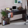 miBasics Quave Writing Desk Walnut: Modern Home Office Furniture, MDF & Particle Board, Fixed Shelf