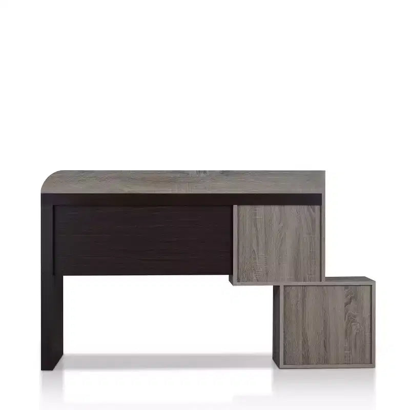 miBasics Quave Writing Desk Walnut: Modern Home Office Furniture, MDF & Particle Board, Fixed Shelf