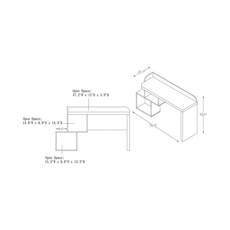 miBasics Quave Writing Desk Walnut: Modern Home Office Furniture, MDF & Particle Board, Fixed Shelf