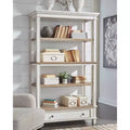 75" Realyn Bookshelf - Signature Design by Ashley: Cottage Style, Antiqued Two-Tone Finish, Open Shelves