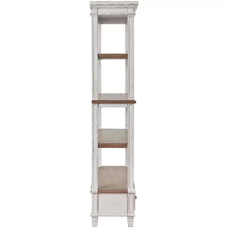 75" Realyn Bookshelf - Signature Design by Ashley: Cottage Style, Antiqued Two-Tone Finish, Open Shelves