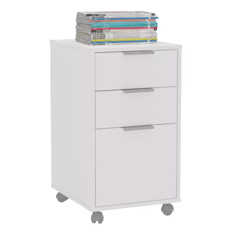 Durban 3 Drawer File Cabinet White - Polifurniture: Modern Vertical Storage, Melamine Surface, 27" Height