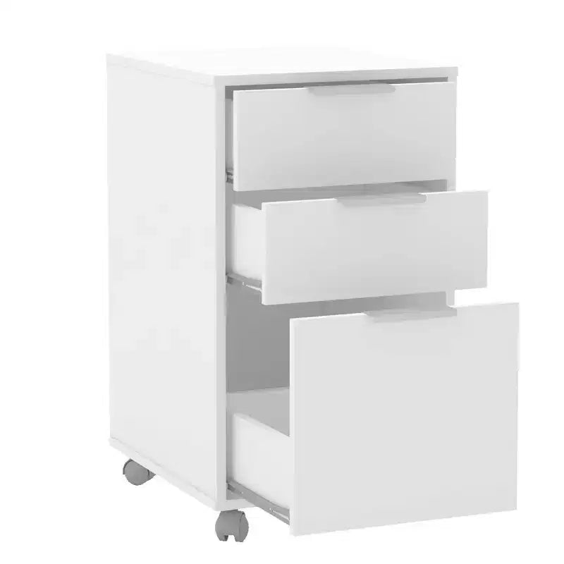 Durban 3 Drawer File Cabinet White - Polifurniture: Modern Vertical Storage, Melamine Surface, 27" Height