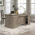 Sauder Palladia Executive Desk Split Oak : Home Office Furniture with Keyboard Tray, File Storage: Mid-Century Modern, Particle Board Frame
